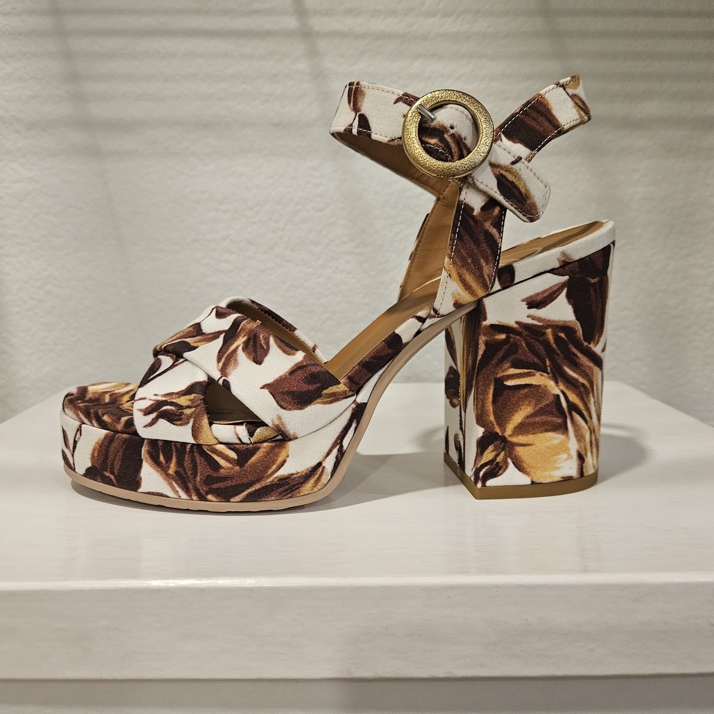 660 RF Brown and White Platform Shoes with Chunky Heel EU 38